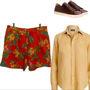 Vtg Ralph Lauren High Waisted Linen Shorts SZ 16